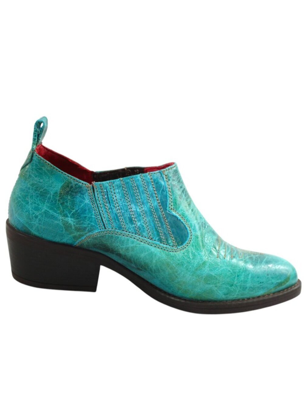 Ferrini Turquoise Distressed Slip On R-Toe Shootie, Size 6 - Picture 4 of 11